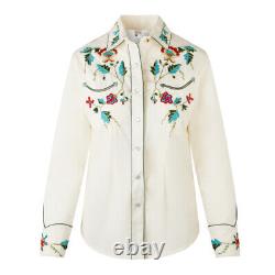 Womens Rockmount Ivory Vintage Floral Embroidered Western Shirt