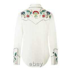 Womens Rockmount Ivory Vintage Floral Embroidered Western Shirt
