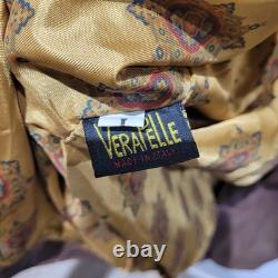 Womens Vera Pelle Italy Leather Brown Cape Coat Size Large Batwing Sleeves