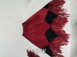 Womens Vintage Arella Leather & Sportswear genuine leather 2piece skirt shawl