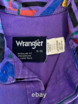 Wrangler Brushpopper Vintage Shirt Mens X Long Tail Reg Fit 16-35 SZ Lg Purple