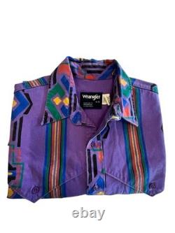 Wrangler Brushpopper Vintage Shirt Mens X Long Tail Reg Fit 16-35 SZ Lg Purple