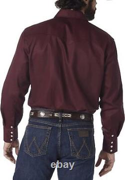 Wrangler Men's Cowboy Cut Western Long Sleeve Snap Work Shirt Firm Finish