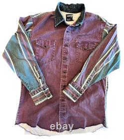Wrangler Vintage Brushpopper Snap Shirt Mens Sz 16-34 Sz Large Burgundy USA