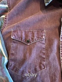 Wrangler Vintage Brushpopper Snap Shirt Mens Sz 16-34 Sz Large Burgundy USA