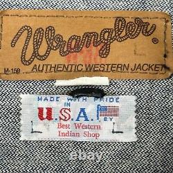 Wrangler Western Denim Jacket Mens Size Large Custom Indian Shop READ
