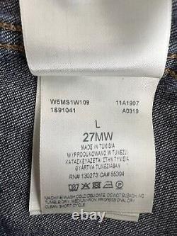 Wrangler vintage Denim Blue Jeans Western Pearl Snap Shirt 27MW Size Large