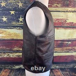 Wyoming Traders Mens Big Horn Snap Up Leather Ranch Wear Cowboy Vest