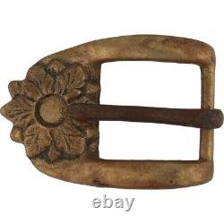 XL Brass Handmade Western Hippie Flower Floral Southwest 1970s Vtg Belt Buckle