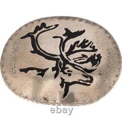 XL G Silver Moose Handmade Hunter Hunting Western Cowboy Vintage Belt Buckle