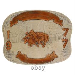 XL G Silver Rodeo Trophy Calf Wrestling Bull Dogging Steer 1977 Vtg Belt Buckle